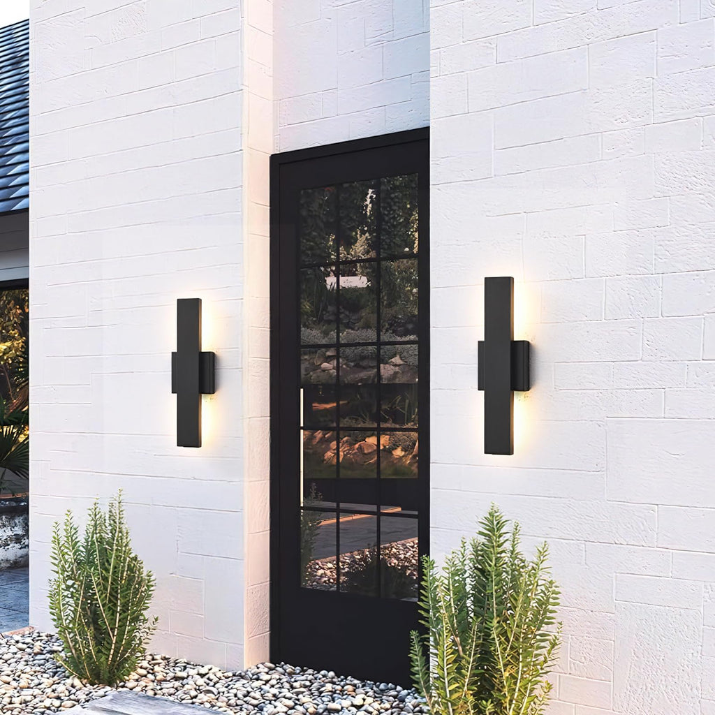 Outdoor Modern LED Wall Light Fixtures, Black Linear Exterior Wall Sconces 20W, Modern Porch Patio Light Fixture