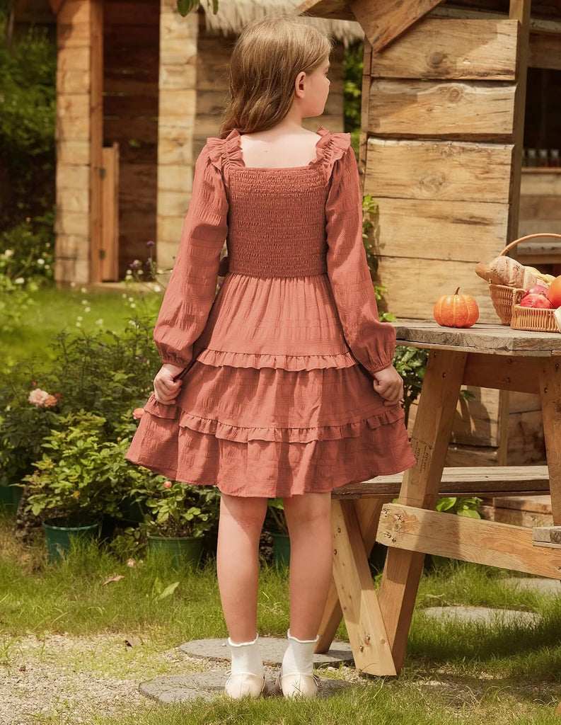 Girls Fall Long Sleeves Casual Christmas Party Festive Dresses