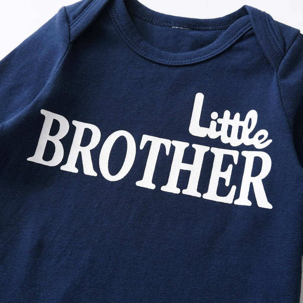 Newborn Infant Baby Boy Clothes Long Sleeve Little Brother Romper + Casual Pants + Hat 3PCS Outfits Set