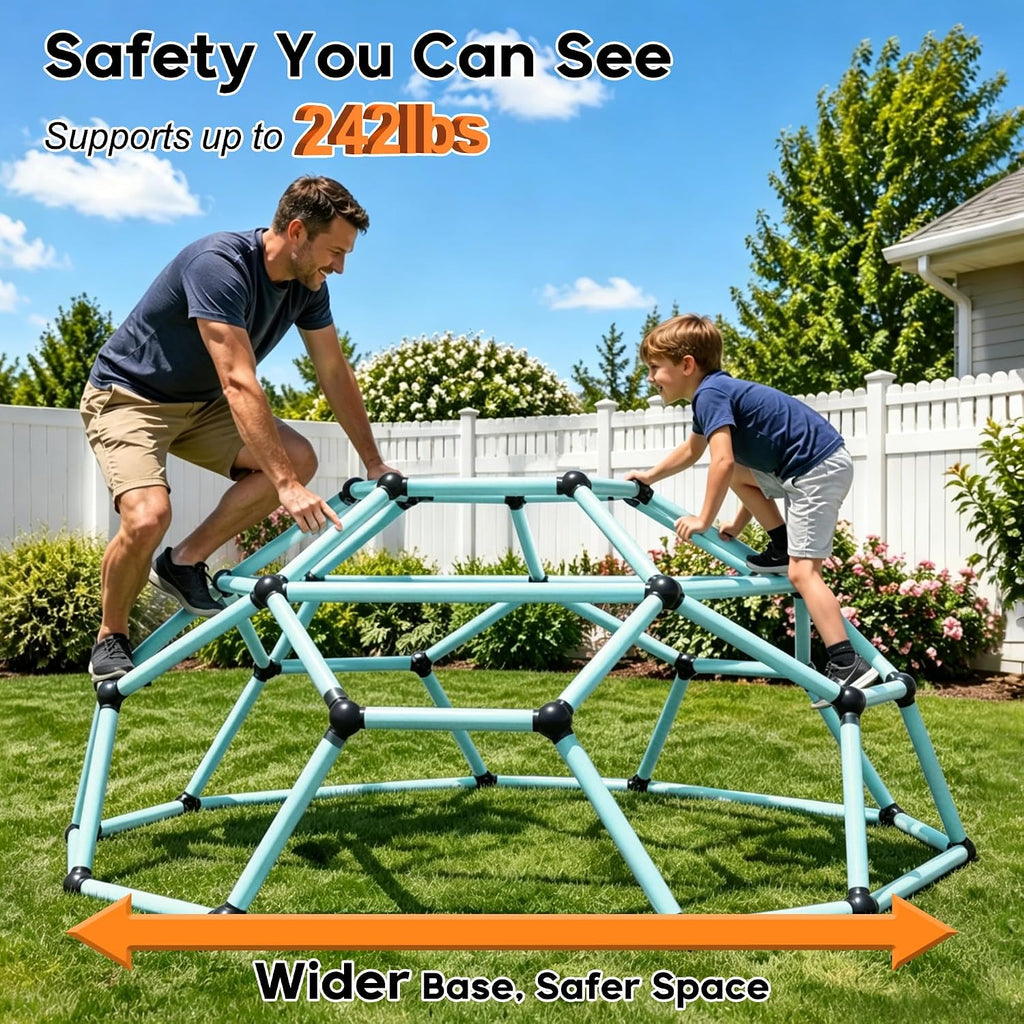 Climbing Dome, Outdoor Jungle Gym for Kids, Monkey Bars Backyard, Lake Blue | Sturdy & Portable, UV-resistant, 6.5FT