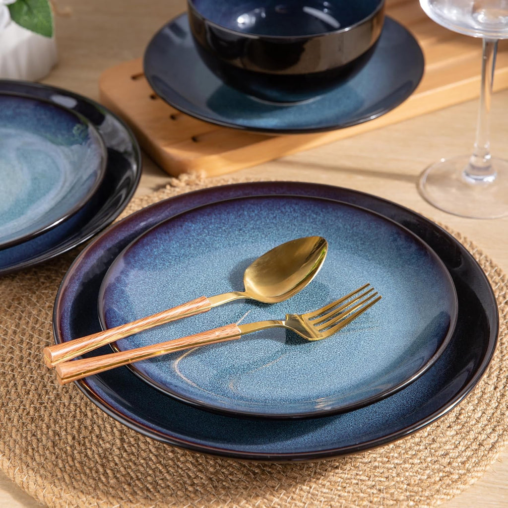 Ceramic Dinnerware Sets for 4,Stoneware Coupe Plates and Bowls Sets,Highly Chip and Crack Resistant | Dishwasher &