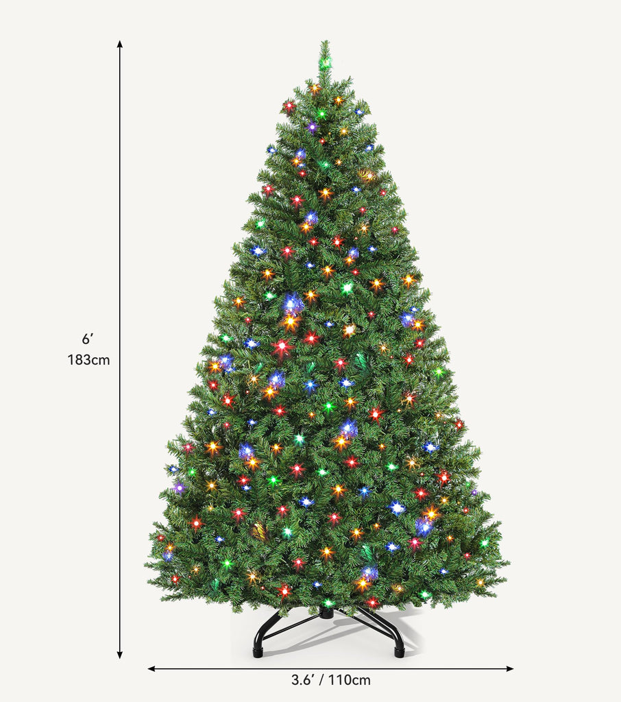 7.5FT Pre-Lit Artificial Christmas Tree Green 1285 Tips 550 LED Lights