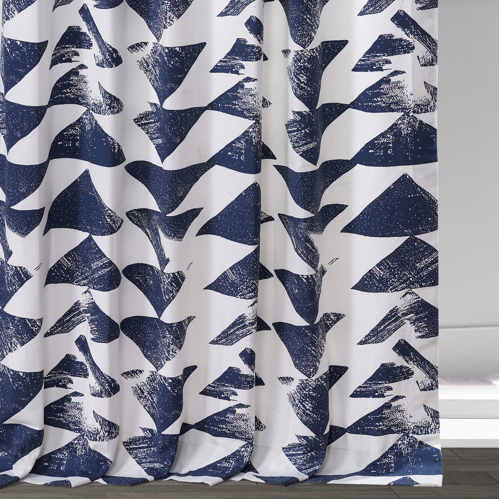 Modern Triangular Geometric Printed Curtains Cotton Curtains 120 Inches Long (1 Panel) Room Darkening Curtains, 50W