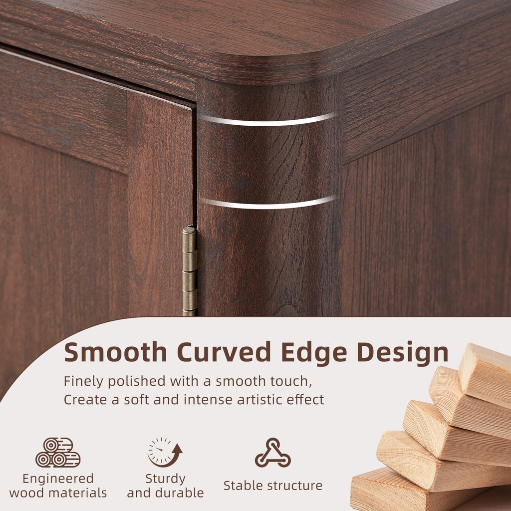 Sideboard Buffet Cabinet with Storage, 31.5" Arc-Shaped Credenza
