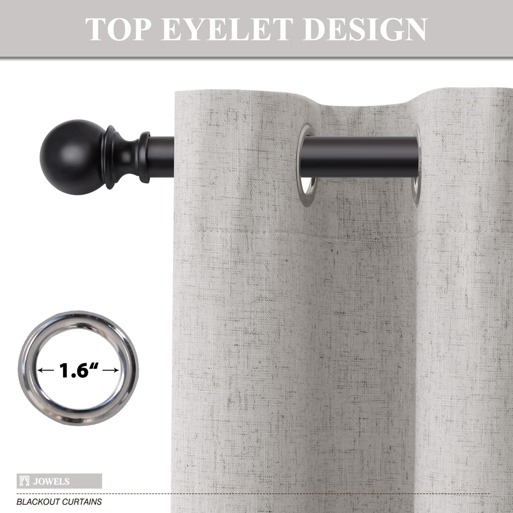 Silver Linen Grommet Blackout Curtains 84 Inches Long