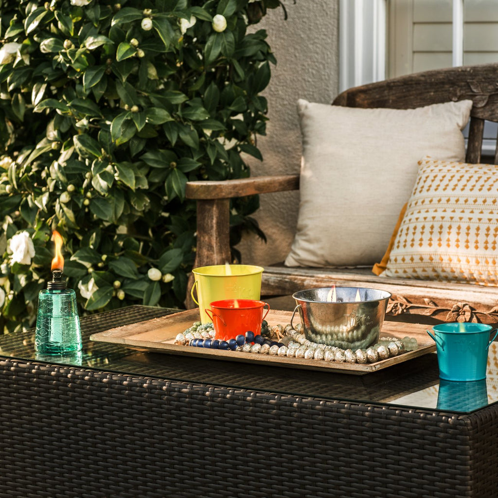 Citronella Candle Bucket for Outdoors, Triple-Wick Galvanized Metal