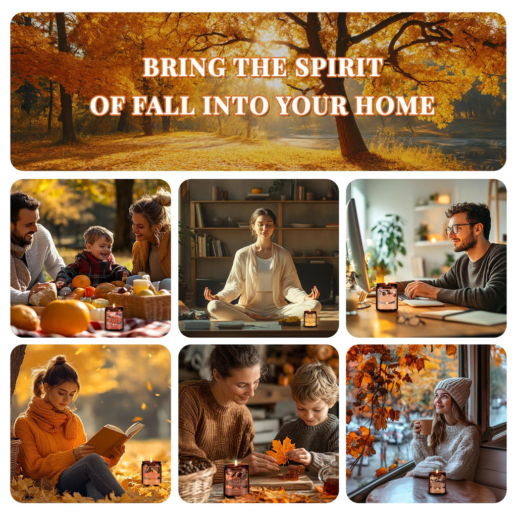 Fall Candles Set, 6 Pack Candles Scented Natural Soy Wax, Autumn Gifts Set for Women Men, Fall Fragrance of