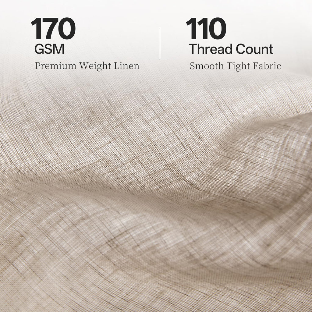 100% Linen Sheets, 170GSM French Flax Pure Linen Sheets Set