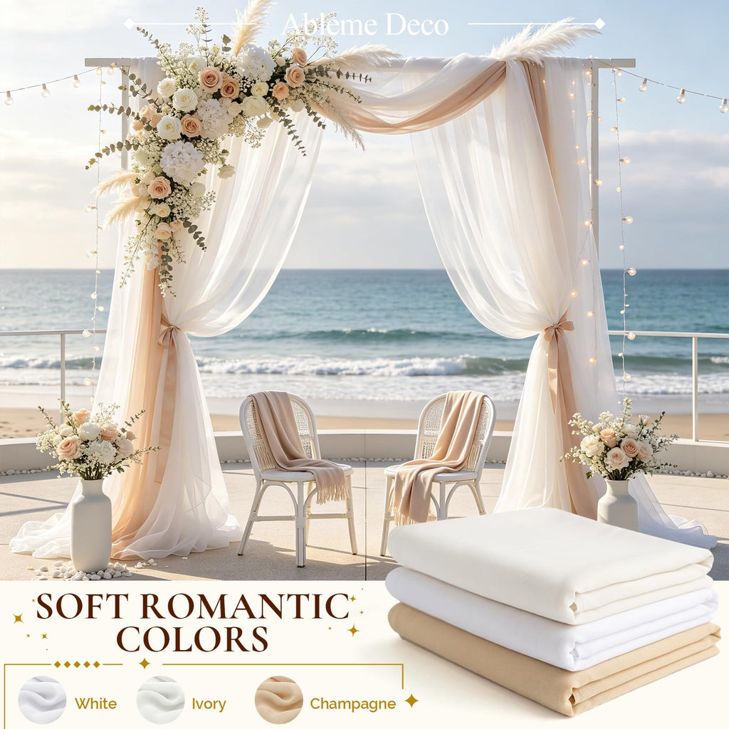 Chiffon Fabric by The Yard 60" x 5 Yards, Soft Sheer Draping (Ivory)