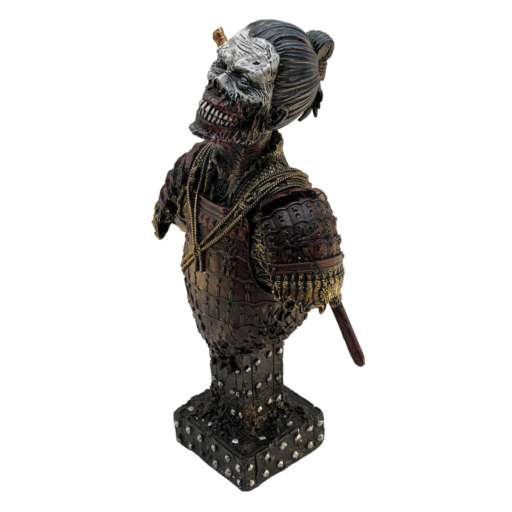 Undead Samurai Zombie Resin Bust Statue Decor (Red)
