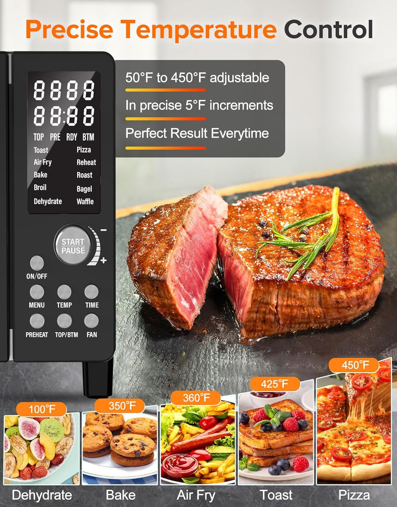 Bravo Pro Smart Air Fryer Toaster Oven Combo, Airfryer Convection Oven Countertop, 10-in-1 Functions with Quicker &