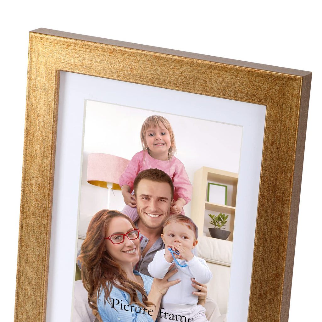 4x6 Picture Frame Set of 4 Antique Gold, 5x7 Matted to 4 x 6 Photo with Mat or 5 x 7 Without Mat for Wall or Tabletop