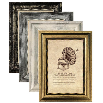 8x10 Picture Frames Set of 4- Rustic Retro Photo Frame with Real Glass Wall Mount and Tabletop Display Family Friends