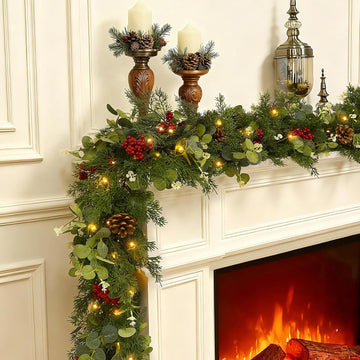 6FT Christmas Garland with Lights Battery Operated