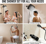 11.8 Inch Rain Shower Head with Handheld- High Pressure Dual Shower Heads with 5 Modes Handheld Spray Combo- Wide