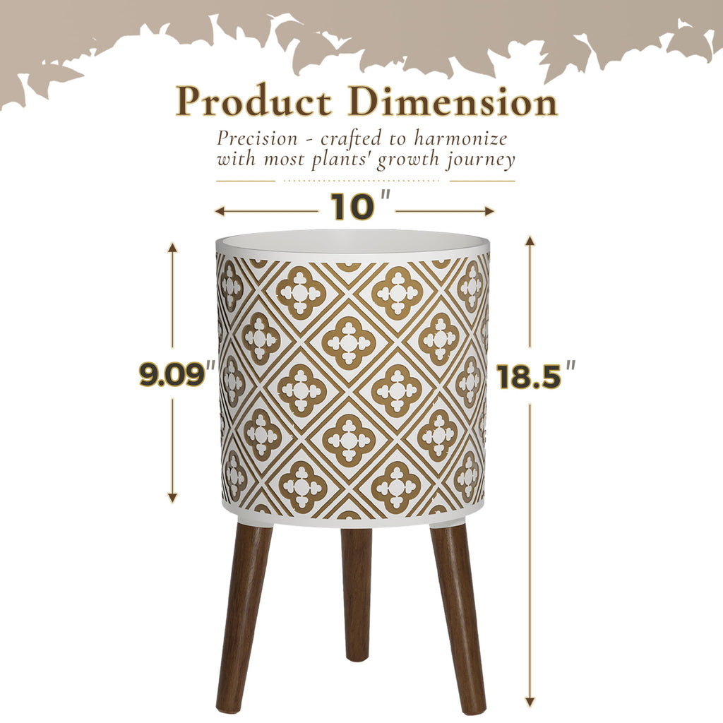 Naclto 10 Inch Planter with Stand, Plant Pot for Indoor Plants, Large Modern Flower Pots Indoor Outdoor with Drainage