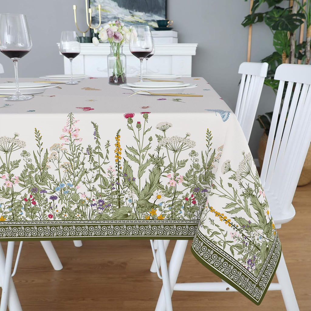 Small Square Tablecloth 52x52 Inch, Stain Resistant Wrinkle Free Card Table Tablecloth Spring Floral Summer