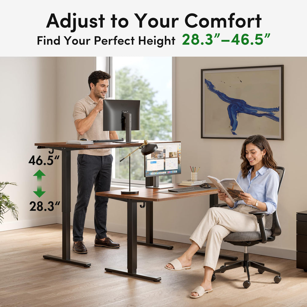 63 x 30 Large Electric Standing Desk Height Adjustable, Walnut