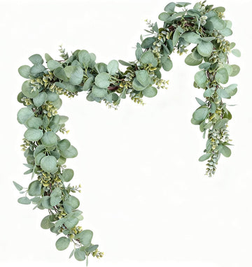 6.56 FT Faux Silver Dollar Eucalyptus Garland, Hanging Greenery Vines Artificial Leaves for Wedding Reception Table