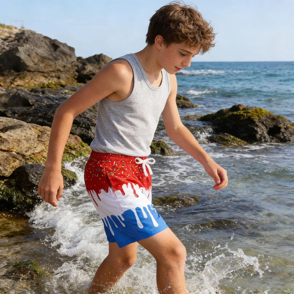 Boys Swim Trunks with Compression Liner Bathing Suit