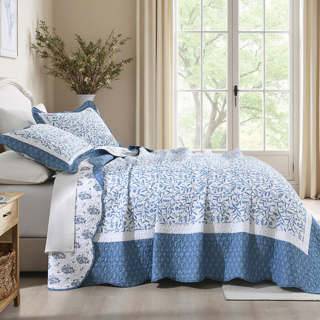 Quilt, Farmhouse Botanical Quilt Set, Blue/White