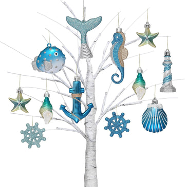 Summer Tree Ornaments Christmas in July Decorations - Set of 12