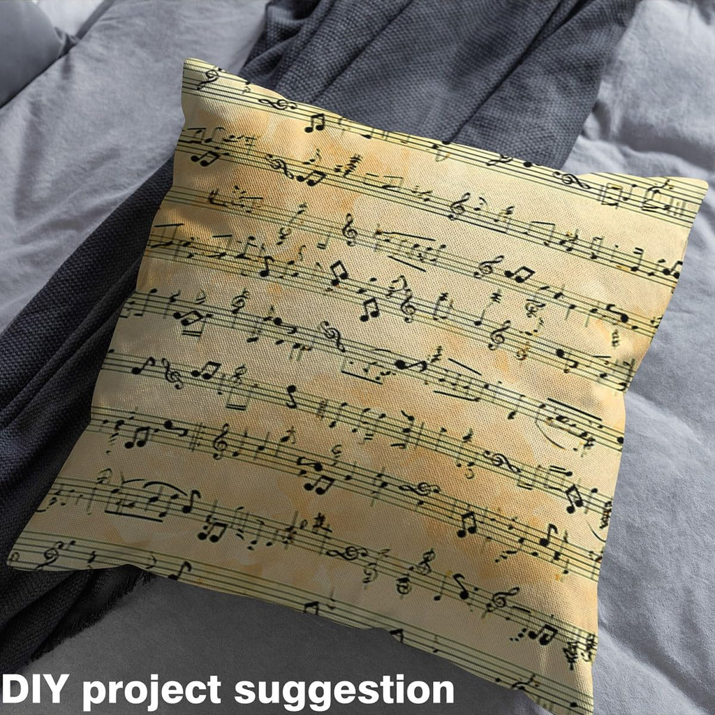 Musical Sheet Printed Fabric By The Yard, Music Theme Upholstery, Notes Melody Rhythm Musical Instrument