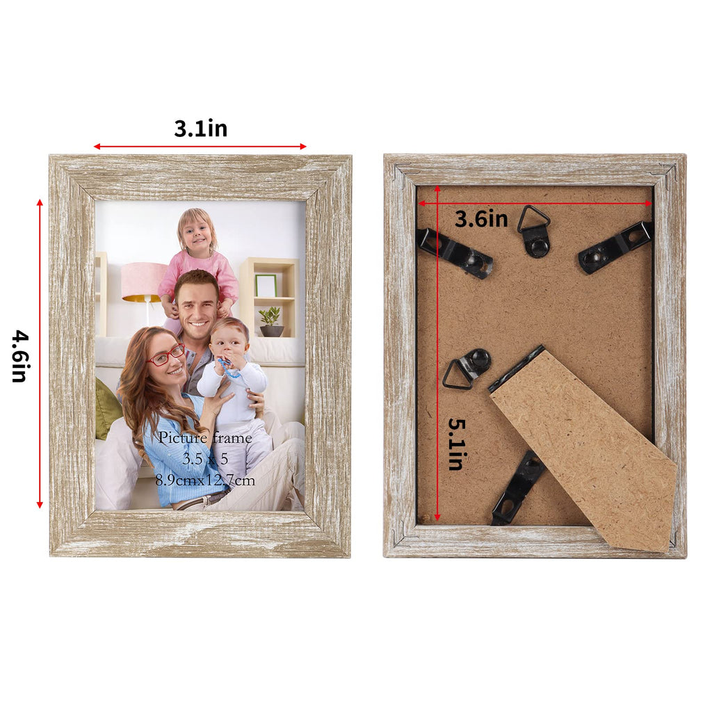 12 Pack 3.5x5 Picture Frame Distressed White Beige, Rustic 3.5 by 5 Photo Frames Bulk for Desktop Display or Wall