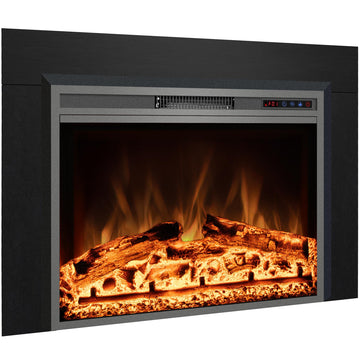 Electric Fireplace Insert with Metal Trim Kit, Overall Installed Size 40" W x 30" H, Fireplace Heater with Adjustable