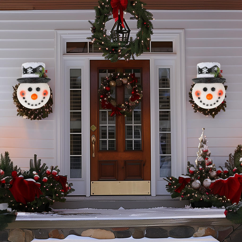 2 Pack Snowman Christmas Porch Light Covers 12 Inch, Christmas Outdoor Decorations Holiday Light Covers for Porch