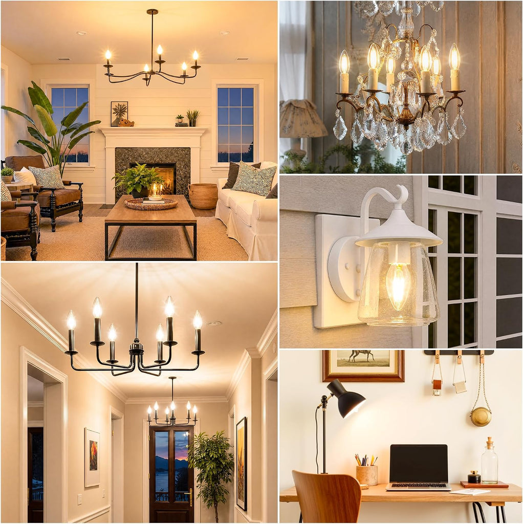 Dimmable E12 Candelabra LED Bulb 2700K Warm White 12-Pack