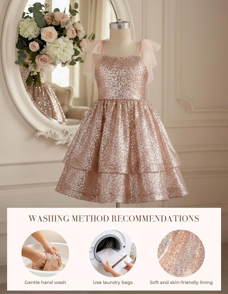 Girls Sparkly Sequin Formal Party Dress Fancy Dance
