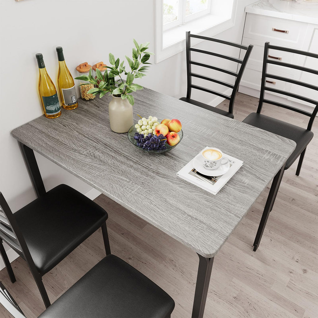 5-Piece Kitchen Dining Room Table Chair Set for Small Space, Indoor Modern Dinette Set for 4, Square Dinner Table Set