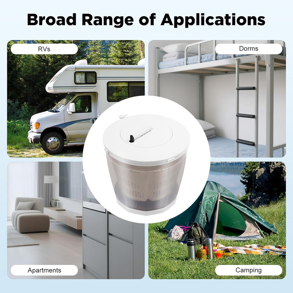 2 in 1 Manual Washing Machine, Non-electric Hand Crank Clothes Washer Traveling Outdoor Wringer Washer Mini Compact