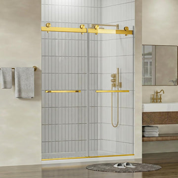 56"-60" W x 75" H Frameless Shower Door, Double Sliding Shower Door, 5/16"(8mm) Clear Tempered Glass