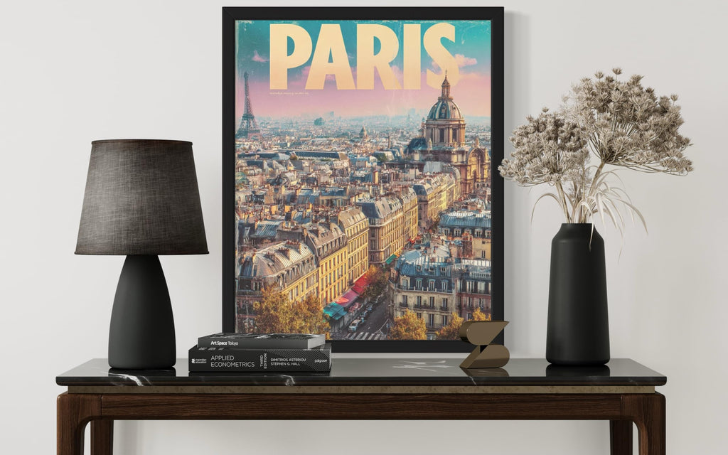 Paris, France Unframed Print Poster, Europe Vintage City Retro Photography Skyline Travel Bedroom Bathroom Living