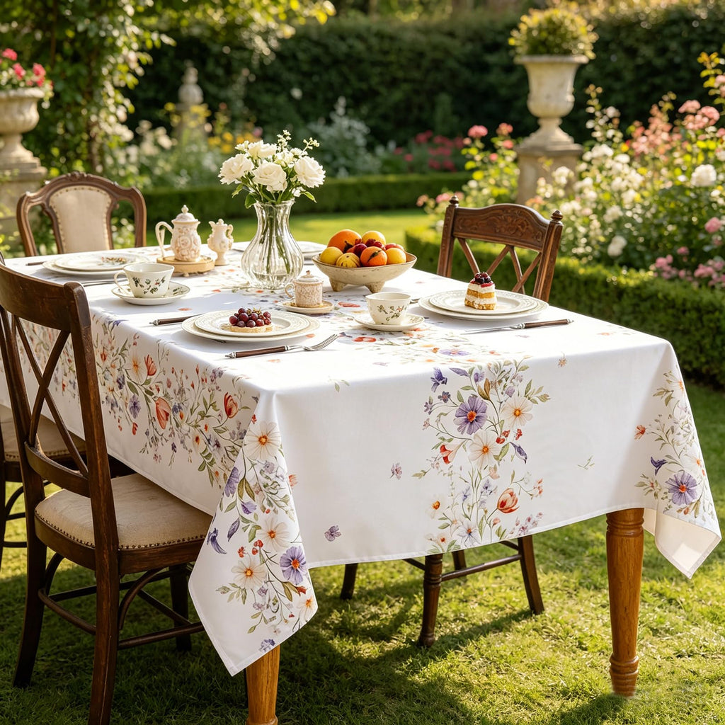 Spring Garden Party Rectangle Tablecloth Triple Vine Floral, 84 x 60 Inch