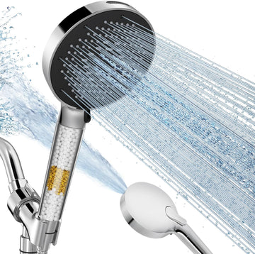 NSF Certified Filtered Shower Head with Handheld for Hard Water to Remove Chlorine High Pressure 9-Spray Setting (with Power Wash) Anti-Clog Nozzles (1 Filter, Chrome Silver)