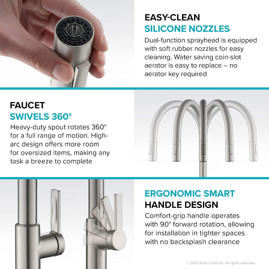 Matte Black Single Handle Pull Down Kitchen Faucet KPF-2820MB | Wear-resistant matte black finish, brass body with