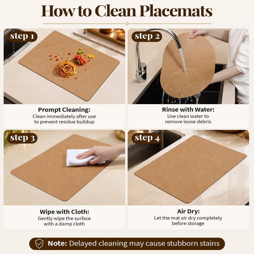 Vinyl Heat Resistant Placemats Set of 6, Camel