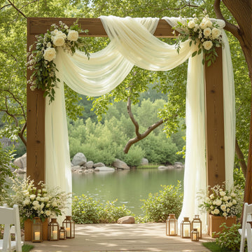 4 Panels Wedding Arch Draping Fabric Ivory Sheer Backdrop Curtain Arch Drape for Wedding Ceremony Reception, Bridal
