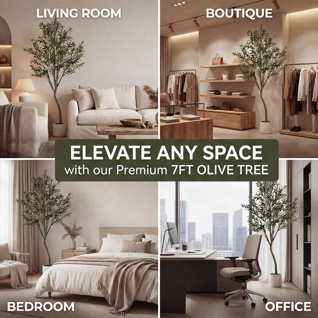 7ft Fake Olive Tree Artificial Indoor, Faux Olive Tree with Pot, Large Olive Branches and Lifelike Fruits, House Living