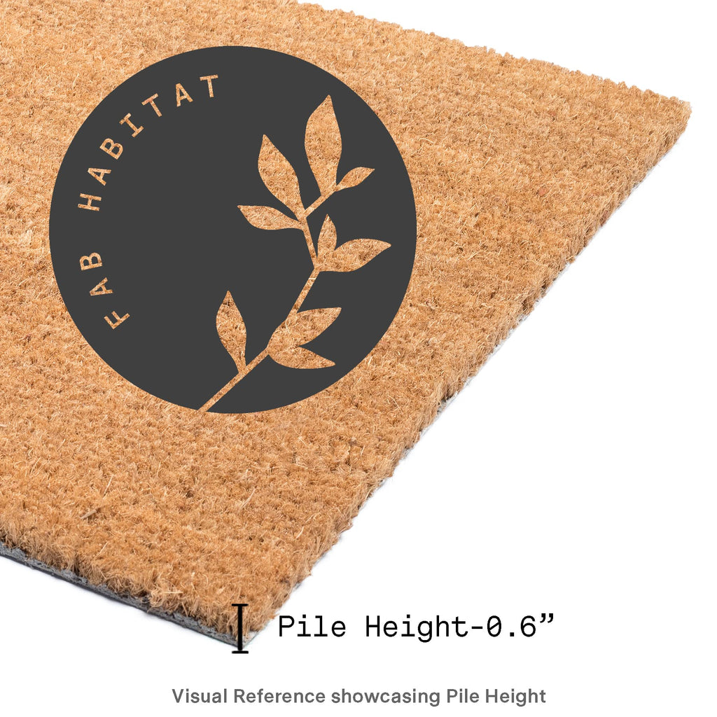 Modern Non Slip Doormat - Durable, Thin - Natural Coir & Rubber - Entryway, Double Door, Porch, Patio - Black Belt