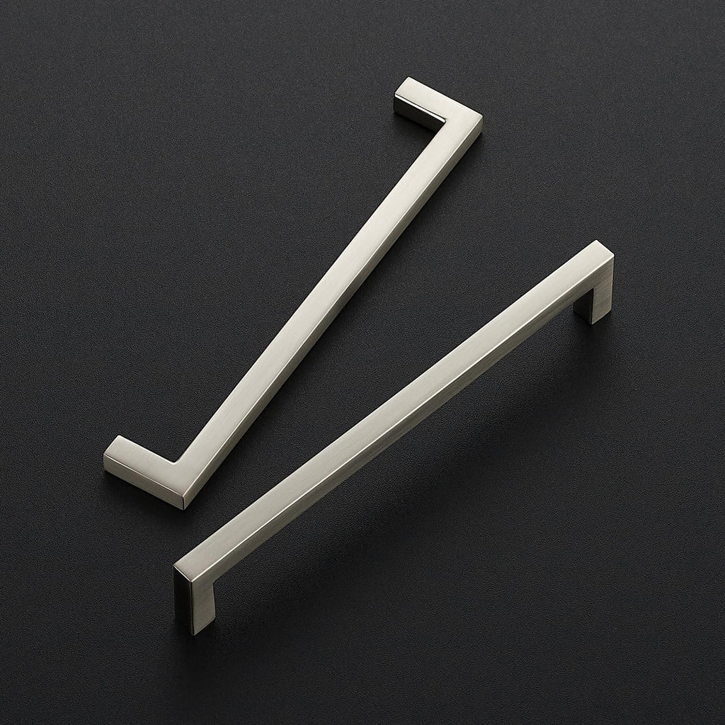 Brushed Nickel Square Solid Cabinet Handles, 6-1/4 Inch, 5 Pack
