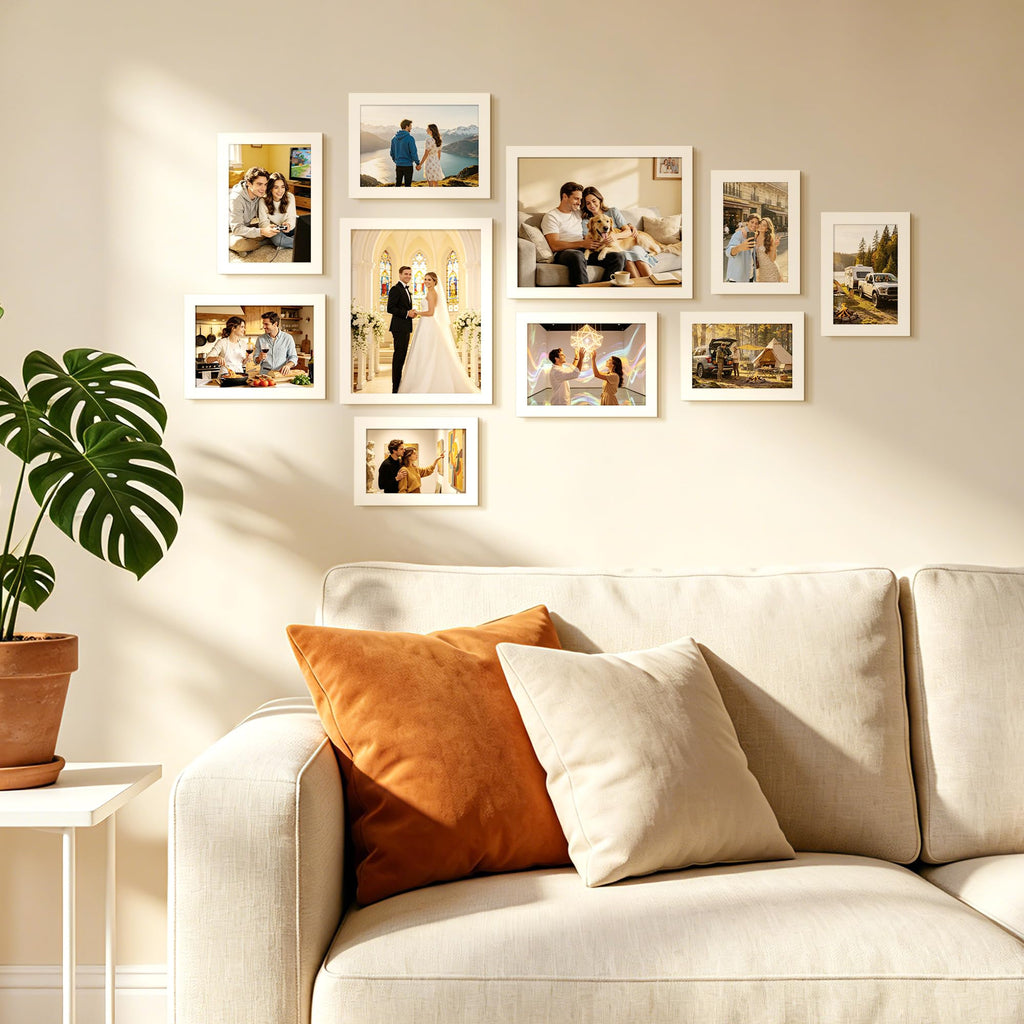 Picture Frames Set of 10, Including 8x10, 5x7, 4x6 White Frame