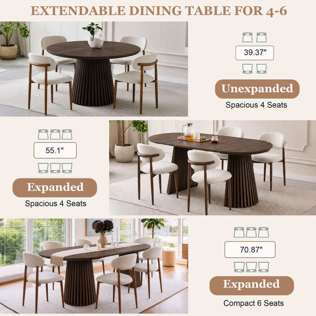 7-Piece, 70" Walnut Table with 6 Fabric Chairs