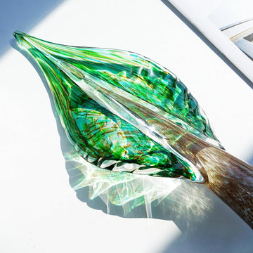 12 Inch Blown Glass Tree of Life Leaf Sculpture Decor