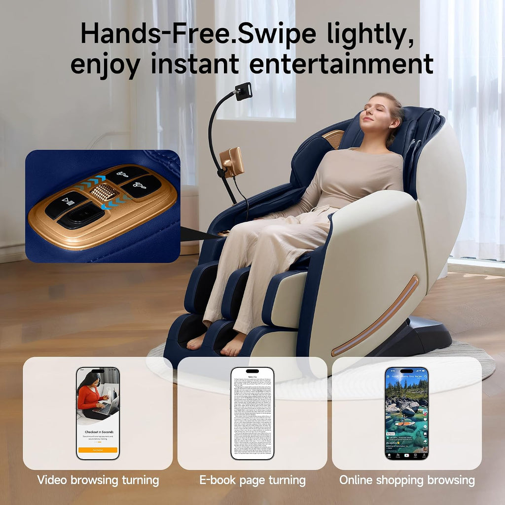 Massage Chair Full Body with Unique Phone Controller,Heart and Blood Measurement, Zero Gravity 3D SL-Track Recliner