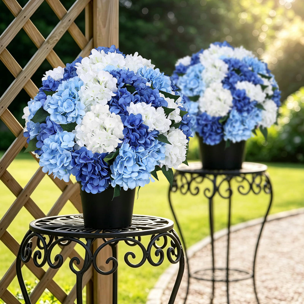 Set of 2 Faux Outdoor - Mixed Blue