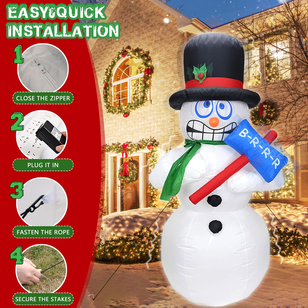 6FT Christmas Inflatables Shivering Snowman Inflatable Outdoor Indoor Decorations, Animated Shaking Snowman